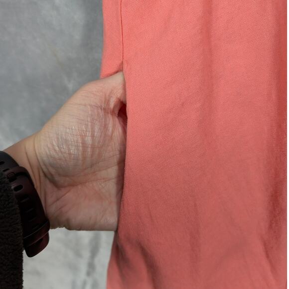 Anne Klein Dress Womens 16 Linen Blend Drawstring Waist Midi Coral Wedding Party - Picture 7 of 10